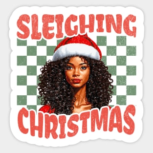 Sleighing Christmas African American woman Sticker